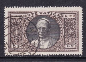 Vatican City Scott 30,  1933 Pope Pius XI 2 L, XF Used.  Scott $37