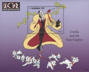 101 Dalmatians Cruella New Puppies Disney Souvenir Sheet Mint NH