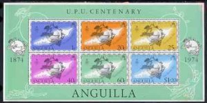 ANGUILLA - 1974 - UPU Centenary - Perf Souv Sheet - Mint Never Hinged