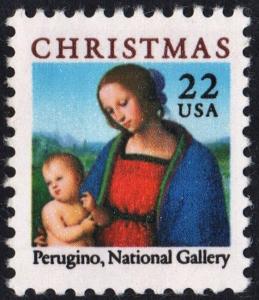 SC#2244 22¢ Christmas: Madonna & Child Single (1986) MNH