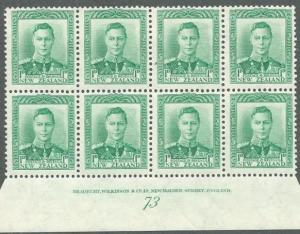 NEW ZEALAND GVI 1d plate block #73 mint....................................64502