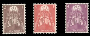Luxembourg #329-331 Cat$19, 1957 Europa, set of three, hinged