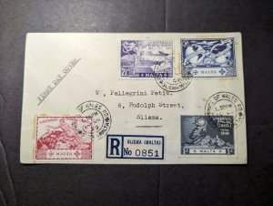 1949 Registered Malta First Day Cover FDC Sliema Local Use