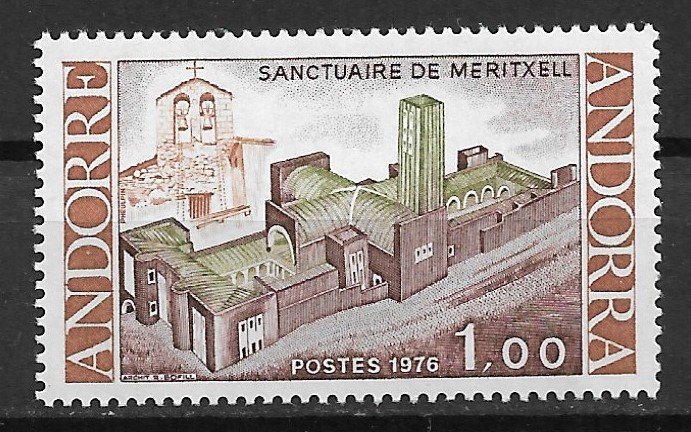 1976 French Andorra 250 Meritxell Sanctuary and Old Chapel MNH