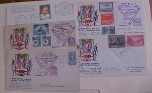 COSTA RICA TACA 1943 also HONDURAS,NICARAGUA,SN SALVADOR, COLOMBIA 1968 CACHET