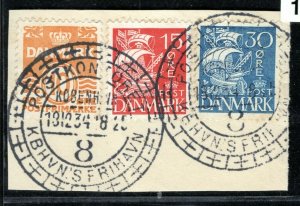 DENMARK Piece 1934 Post Office PORT Special Postmark CARAVEL Franking WHITE127