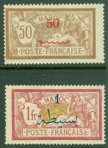 EDW1949SELL : FRENCH MOROCCO 1911 Scott #36-37 Very Fine, Mint OG. Catalog $45.