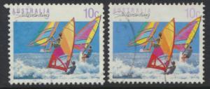 Australia SG 1174 &1174a SC# 1115 & 1115A Sailboarding  pair Used / FU  see d...