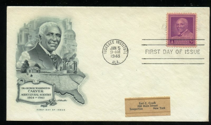 US 953 George Washington Carver ADDR Artmaster cachet FDC