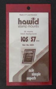 Hawid Stamp Mount Size 105/57 mm - BLACK (Pack of 25) (105x57 105mm) PRECUT 6203