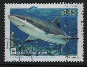 Cocos Islands 2005 used Sc 343 $1.45 Grey Reef Shark - WWF