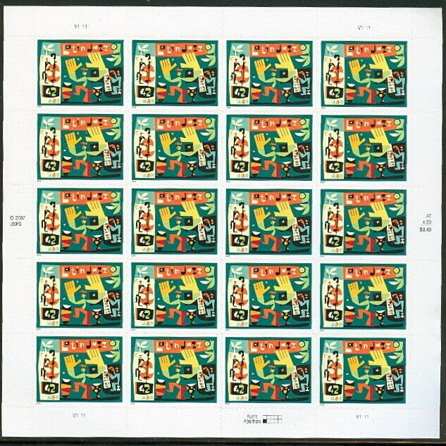 US #4349 42¢ Latin Jazz, Sheet of 20, self adhesive