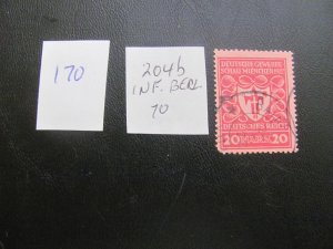 Germany 1920 USED SIGNED INF. BERLIN MI.  204b SC 217 VF 70 EUROS (170)