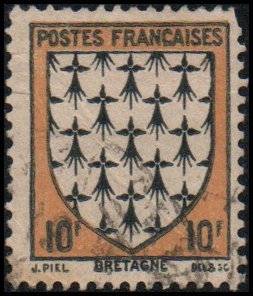 France 461 - Used - 10fr Arms of Brittany (1943)