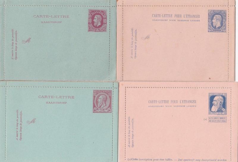 Belgium 8 Letter Cards 1880s & 1890s Unused