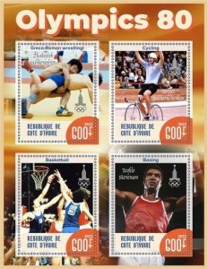 Stamps. Olympic Games 1980 in Moscow 2022 year 1+1 sheets perf Ivory Coast