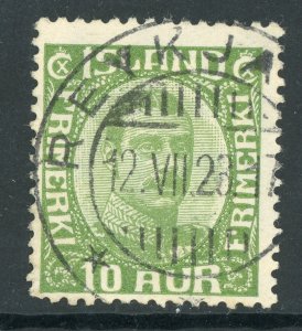 Iceland 1921 Christian X 10a Green Scott 116 VFU D224