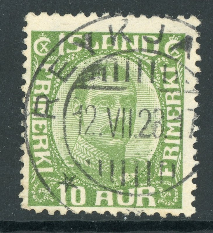 Iceland 1921 Christian X 10a Green Scott 116 VFU D224