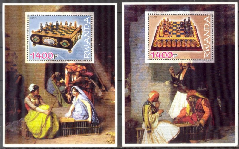 Rwanda 2005 Art Paintings Chess 2 S/S MNH