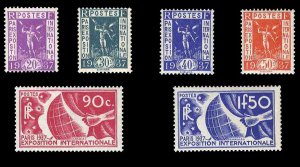 France, 1900-1950 #315-320 Cat$102.25, 1936 Paris Expo, complete set, never h...