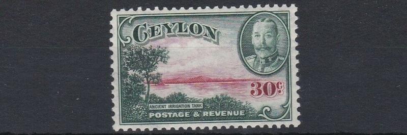 CEYLON  1935 - 36     S G 376  30C  CARMINE & GREEN      MH  