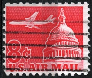 SC#C64 8¢ Jet Airliner Over Capitol Single (1962) Used