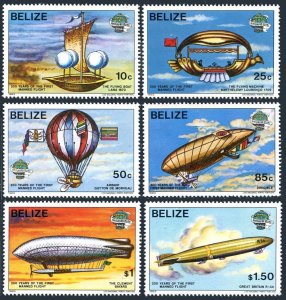 Belize 672-677, MNH. Michel 702-707. 1st Manned Flight-200, 1983. Airships.