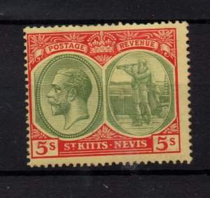 St Kitts 1921-29 5/- green red & yellow mint LHM SG47c WS36283