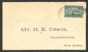 USA 232 HIGHSTOWN TO FLEMINGTON NEW JERSEY H.E. DEATS STAMP DEALER COVER 1894