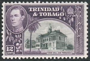 Trinidad & Tobago KGVI 1938 12c Black Slate-Purple SG252a Mint Hinged