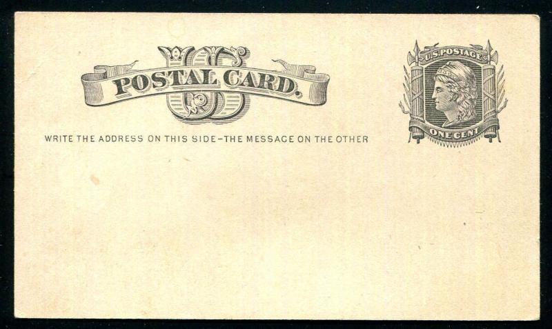 #UX5 1¢ Liberty US Postal Card CV $82.50 Blank Back Mint Never Hinged