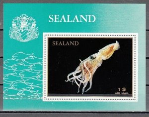 Sealand, Local issue. Marine Life as Squid on a s/sheet. *