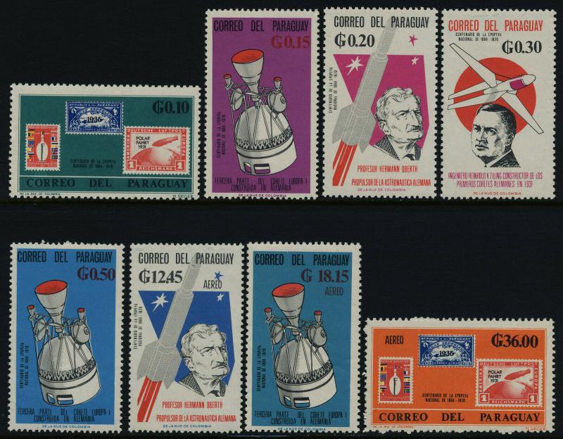 Paraguay 943-50 MNH German Contributors in Space Research, Stamp on Stamp