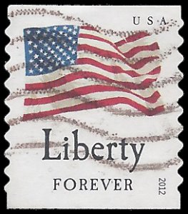 #4636 (45c Forever) Four Flags Liberty Coil Single 2012 Used