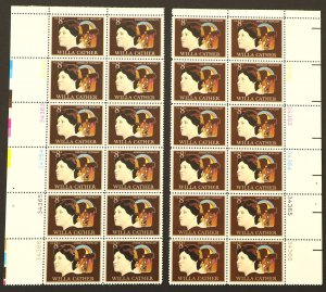 U.S. Mint Stamp Scott #1487 8c Cather Set of 2 Matching Plate # Blocks of 12 NH.