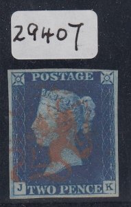 (SG spec DS2) 1840 2d violet-blue, plate 1 lettered JK. Fine used with a red... 