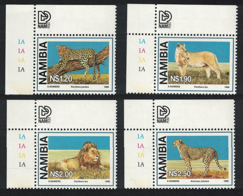 Namibia Lion Leopard Cheetah Large Wild Cats 4v Corners SG#782-785