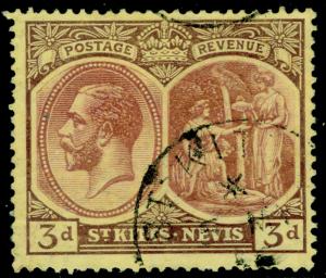 ST KITTS-NEVIS SG45a, 3d purple/yellow, FINE USED.