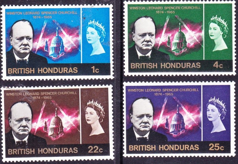 BRITISH HONDURAS 1966 QEII 1c/4c/22c/25c Churchill Set SG226-229 MH