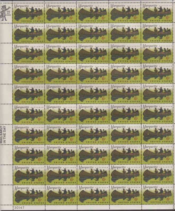 US #1356   Marquette   Full sheet of 50  MNH