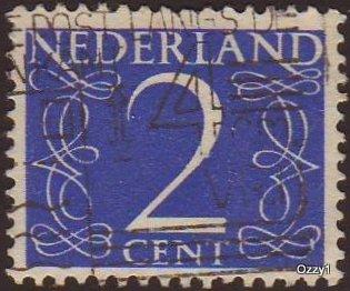 Netherlands 1946 Sc#283, SG#637 #2 Blue Numeral USED