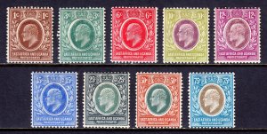 EAST AFRICA UGANDA — SCOTT 31-39 — 1907-08 KEVII SET — MH — SCV $121