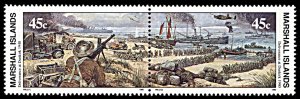 Marshall Islands 253a,MNH, 50th anniv. of WW2, Dunkirk Evacuation se-tenant pair