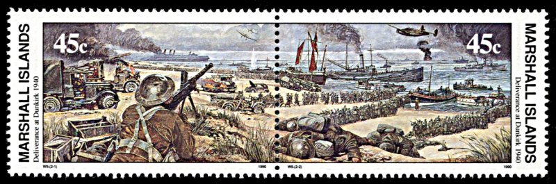 Marshall Islands 253a,MNH, 50th anniv. of WW2, Dunkirk Evacuation se-tenant pair