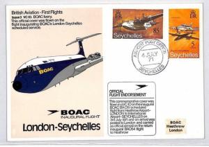 CE70 AVIATION 1971 BOAC London Seychelles First Flight Airmail{samwells-covers} 