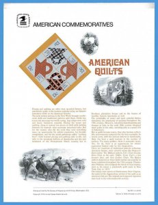 USPS COMMEMORATIVE PANEL #93 AMERICAN QUILTS #1745-48