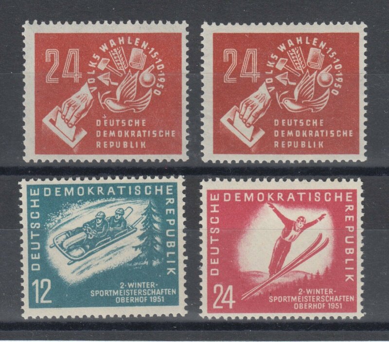 German Dem Rep Sc 70, 1950 Democratic Vote, 76-77, 1951 Winter Sports, MNH