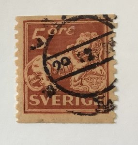 Sweden 1920 - Scott 123 used - 5o,Wmk, Heraldic Lion