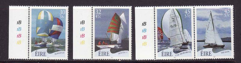 Ireland-Sc#1332-5-unused NH set-Sailboats-2001-