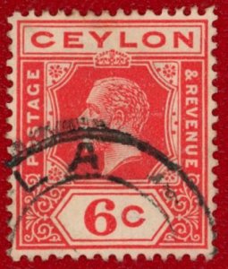 CEYLON Sc 204 VF/USED - 1912 6c King George V - Die 1b, Type II - Nice Centering